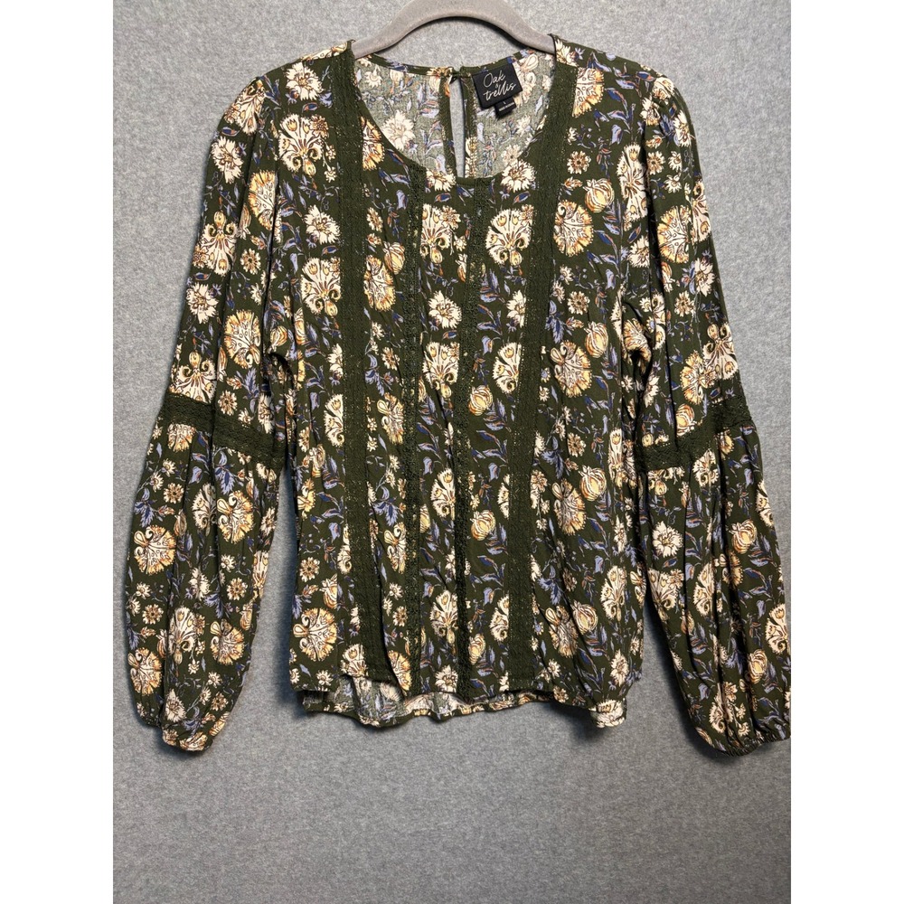 Oak &‎ Trellis Floral Boho Blouse Womens Large Cottagecore Prairie Top